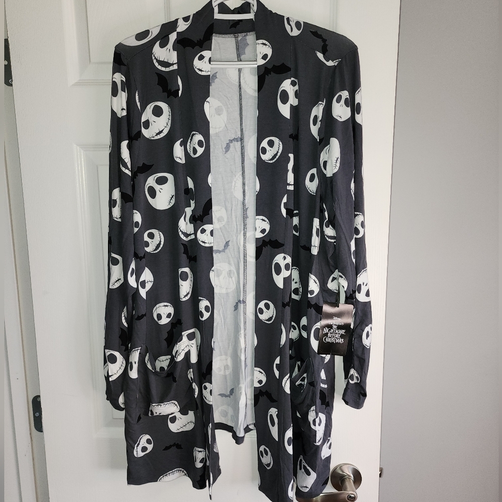 torrid Black & White Jack Skellington Open Cardigan